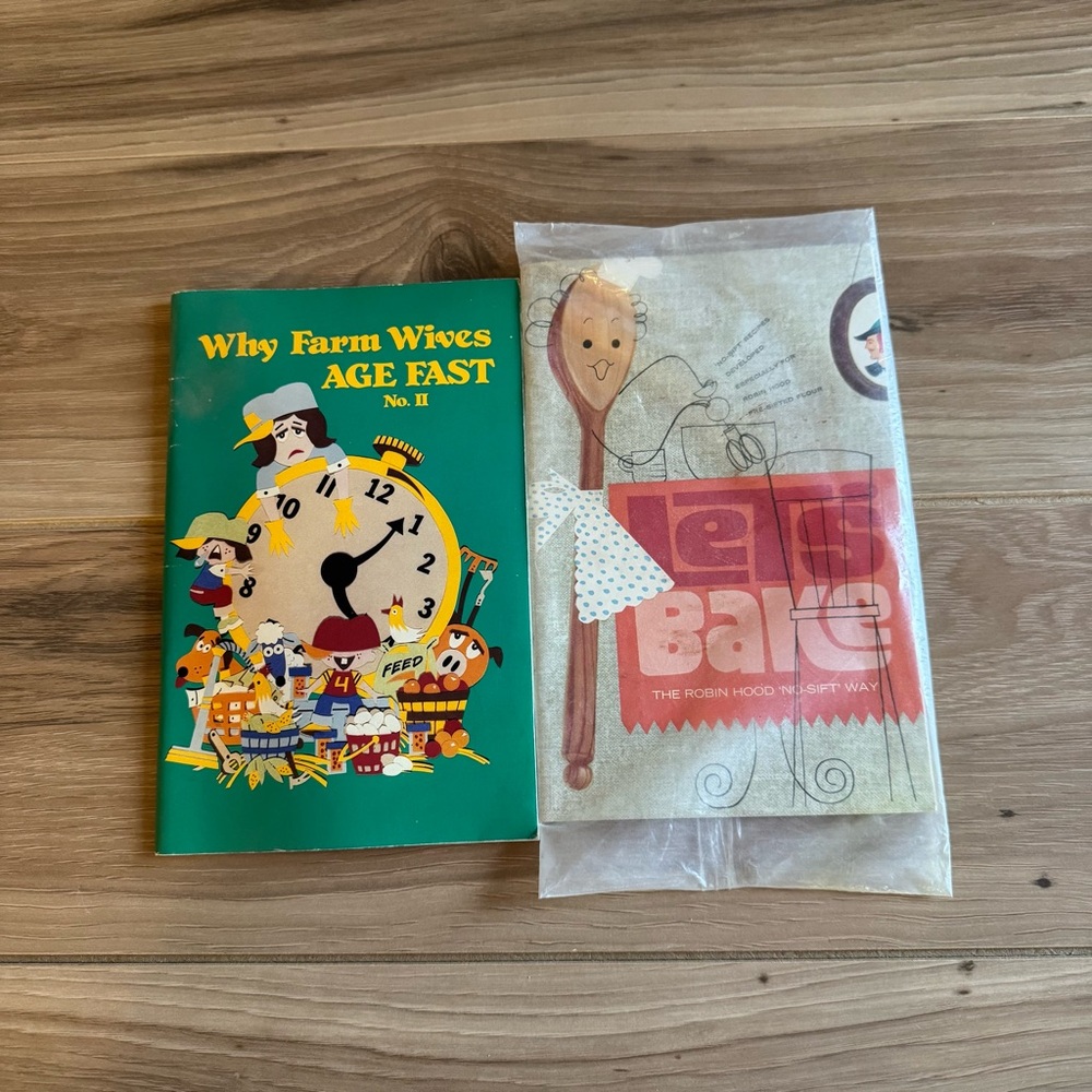 VTG 1986 Why Farm Wives Age Fast No. II & Robin Hood Recipe Booklet Grannycore